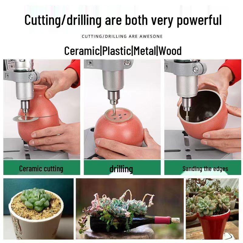 Multifunctional Wine Bottle Glass Cutting & Drilling Stand for Flower Pots - Ceramic Workbench
