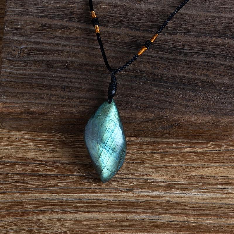 

Wholesale Natural Labradorite Moonstone Women Neckalce Freeform Blue Moon Men Pendants Necklaces Bracelet Accessories Jewelry 50cm