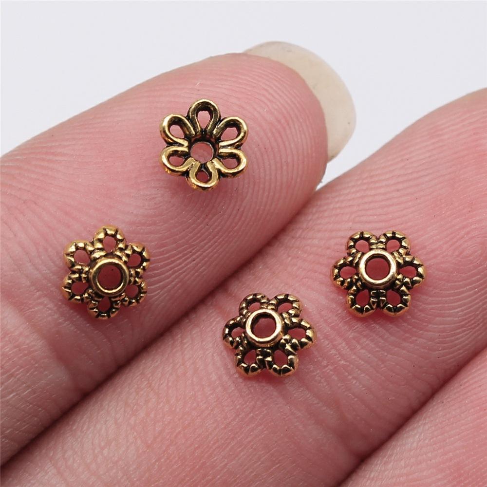 100pcs Flower Torus Shape Alloy Beads Caps Jewelry Findings Spacer Beads For Jewelry Making Charms Necklace Bracelets