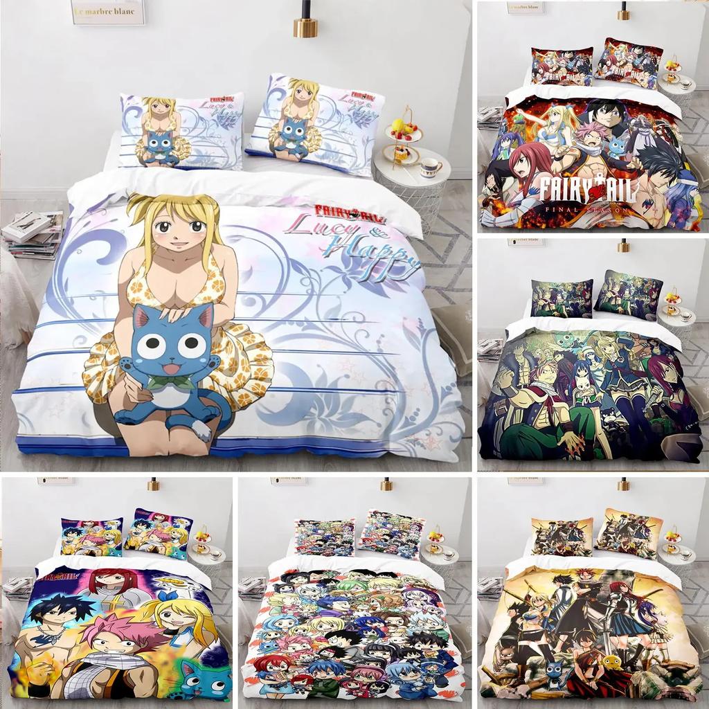 3D Printed Fairy Tail Natsu Comfortable Duvet Quilt Cover Pillowcase Bedding Set Children Bedroom Decoration Home Textile