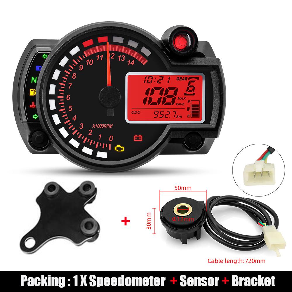 Tahometru LED 2025 Tablou de bord pentru motor Universal Motocicletă Vitezometru digital Viteza excesivă Memento de conducere în siguranță pentru Kawasaki