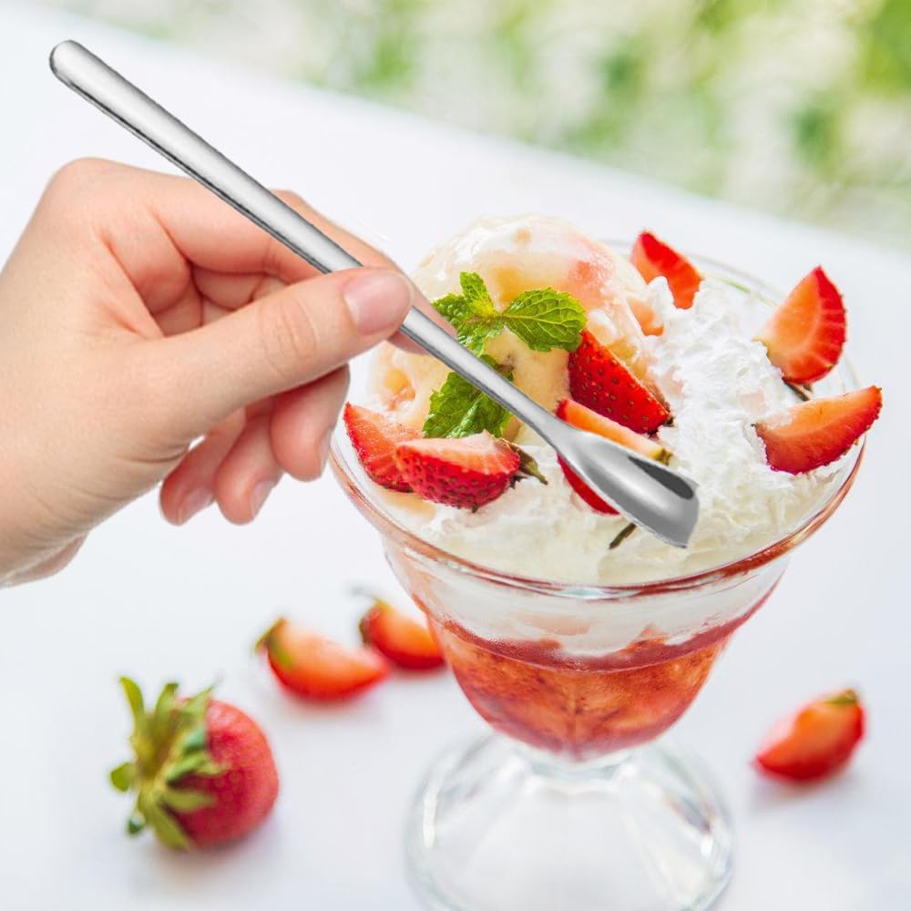 Stainless Steel Coffee Stirring Spoon,Silver Coffee Stir Sticks Drink Spoons,Long Handle Tea Coffee Spoons Tiny Salt Condiment Spoon,Coffee Bar