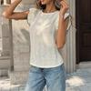 Women Casual Textured Backless Bow Tie Flying Sleeve Knit Short Sleeve T Shirt