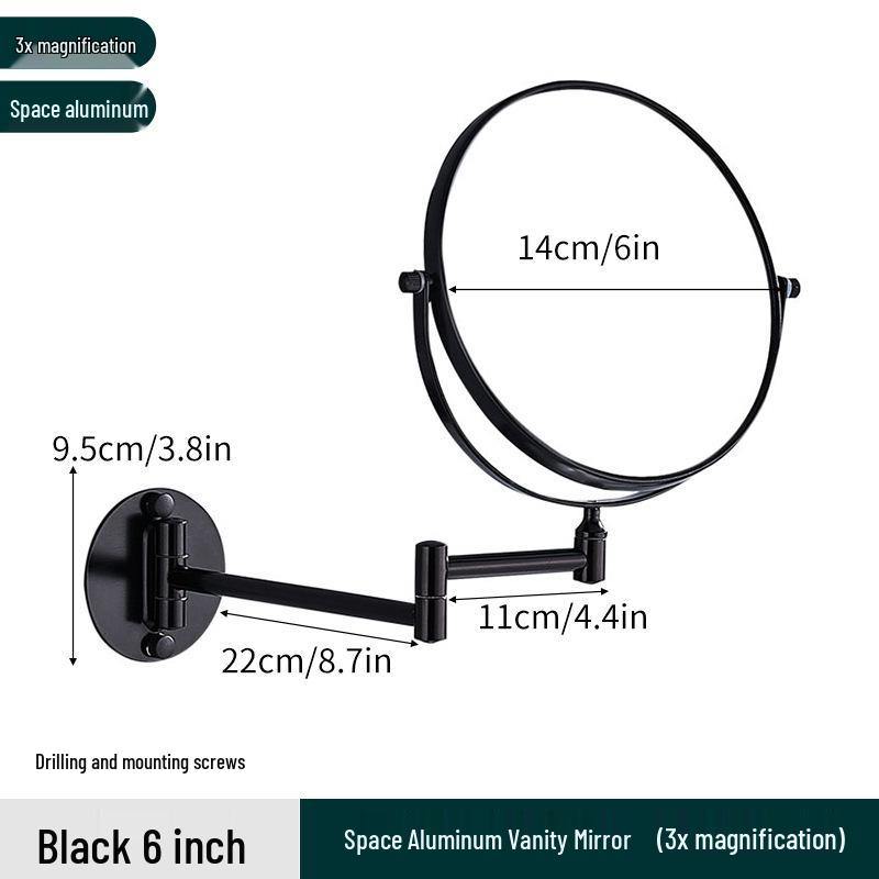 Wall-Mounted Rotating Double-Sided Vanity Mirror with Magnification