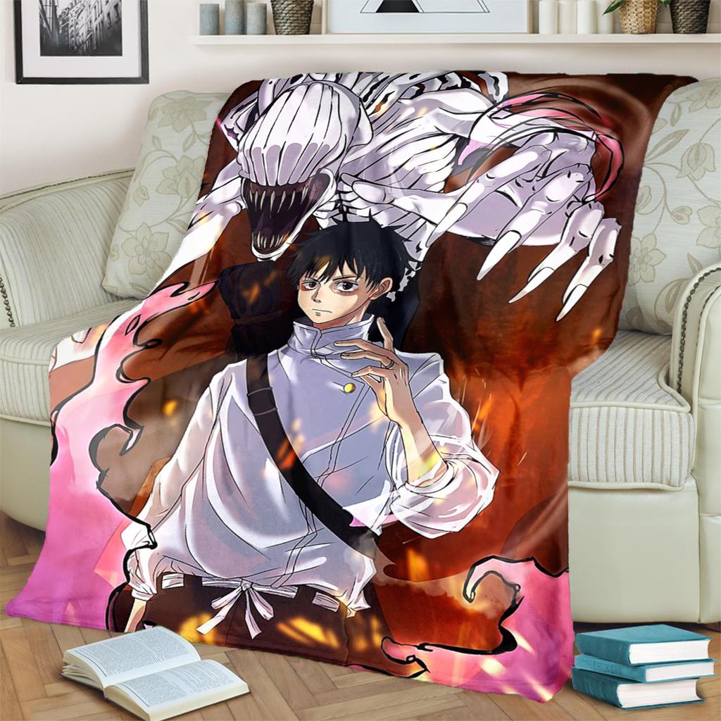 Jujutsu Kaisen Print Flannel Blanket Soft Comfortable for Bedrooms, Sofas, Beds, Chairs, Picnics, Travel