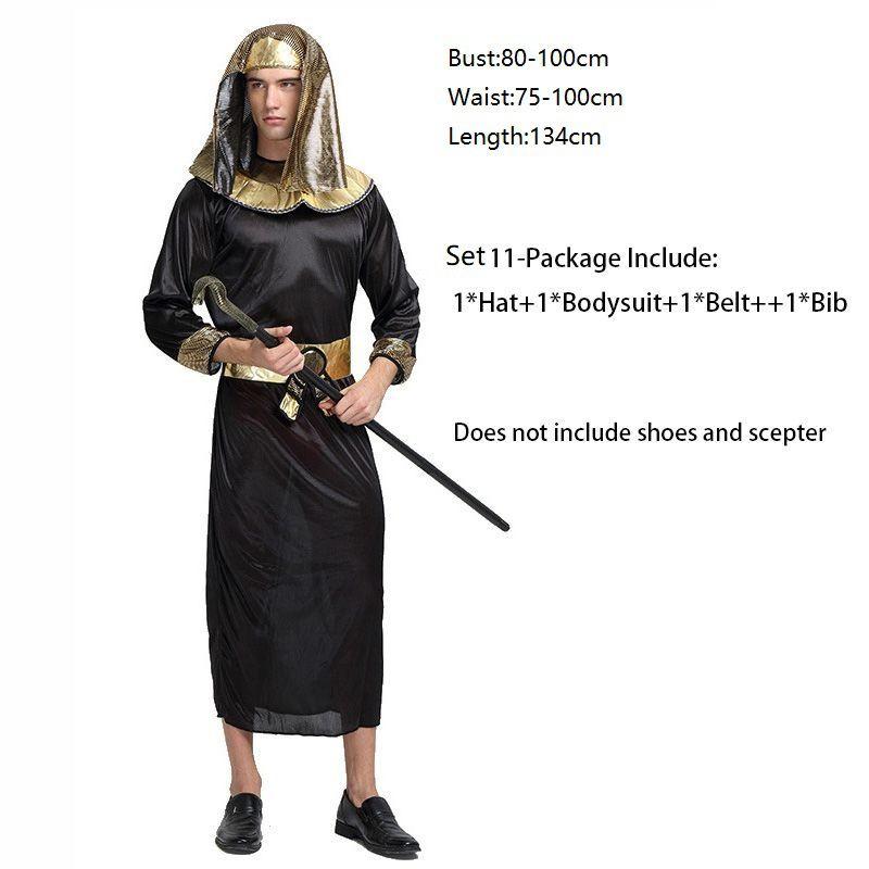Deluxe Pharaoh Men Egyptian King Costume Desert Prince Queen Fancy Dress Cosplay