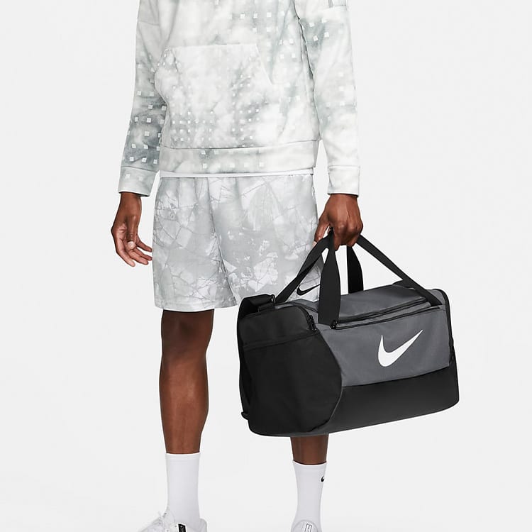 Nike Brasilia Polyester One Shoulder Crossbody Handheld Luggage Bag Gym Bag Small Unisex Black Gray DM3976-068