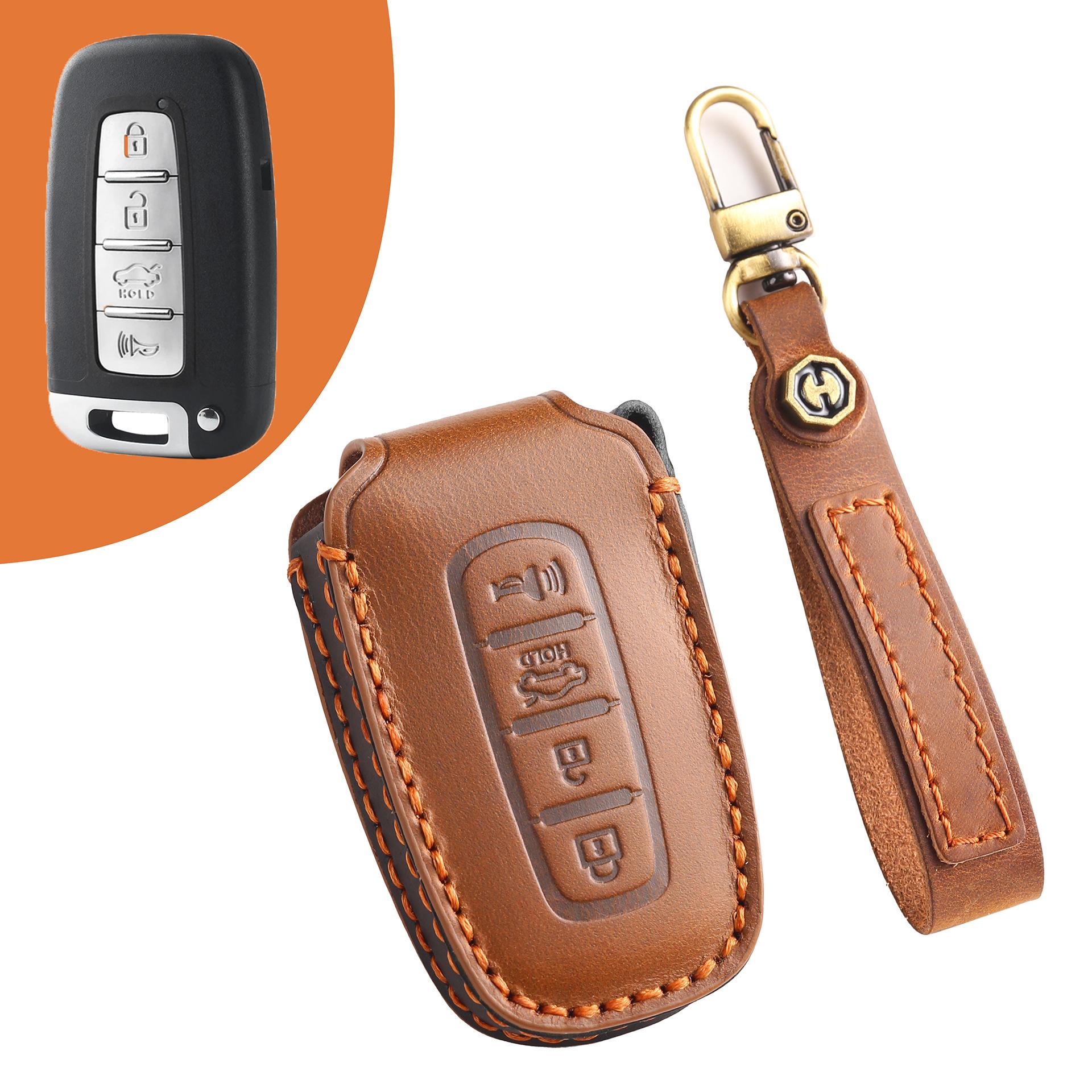 

Suitable for old Kia Smart Run key bag k2 Lion Run k5 Freddy car smart key buckle case high-end genuine leather