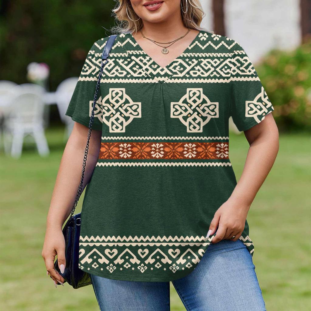 Modische Damen Übergröße Lässige Lockere Kurzarm Elegante V-Ausschnitt Bluse Für die Arbeit