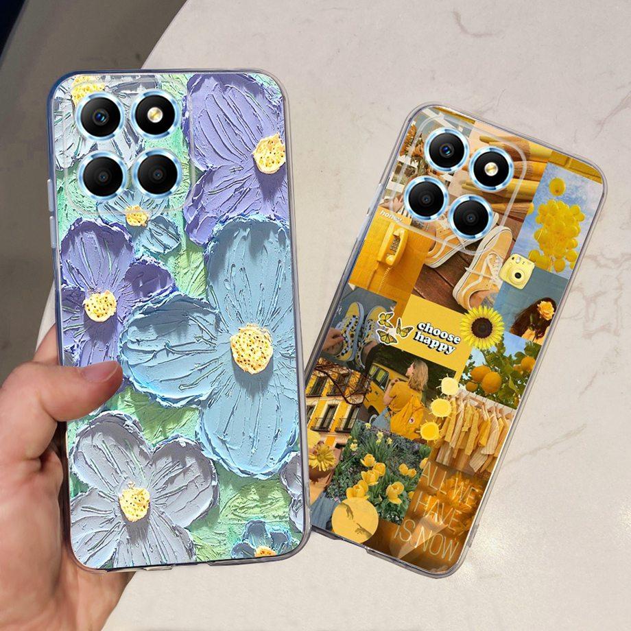 For Huawei Honor X6 X6S Case Honor X8 5G Cover Soft TPU Silicone Matte Phone Bumper For HonorX6 X 6S Coques Butterfly Flower Bag
