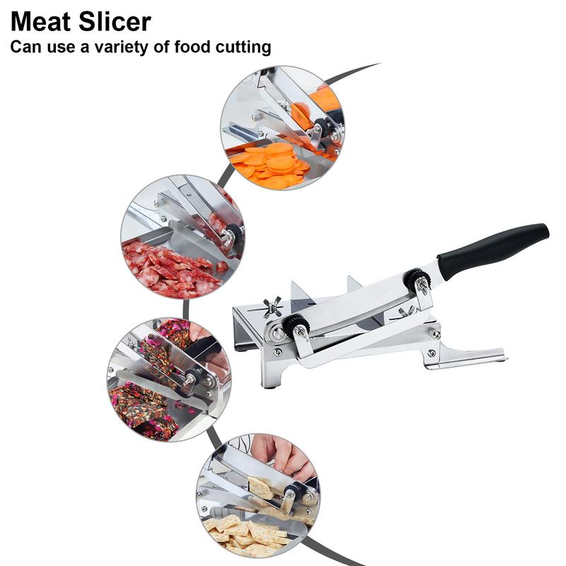 Manual Frozen Meat Slicer Stainless Steel Beef Bacon Household Cutting Machine Adjustable Slice Thickness