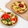 Stainless Steel Circular Divided Plate Sauce Dish Food Sauce Dish For Roast Meat Dipping Household Seasoning Snack Plate Kitchen