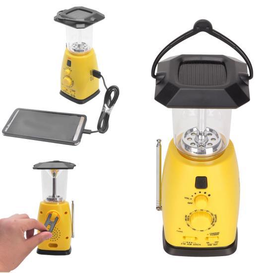 RD249 Hand Cranked Radio Rechargeable Handheld Multifunctional Power Solar Emergency Light Radio with Camping Light