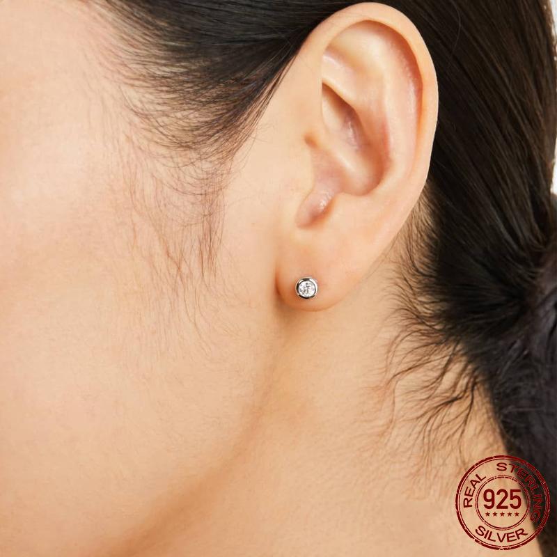 Cercei cu lunetă din argint S925 Moissanite Cercei cu diamant de laborator tăiat rotund pentru femei, cadou de bijuterii de nuntă