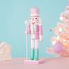25cm Wooden Nutcracker Ornament Candy Series Soldier Statues Handcraft Doll Toy Home Office Decoration Statues Christmas Gift