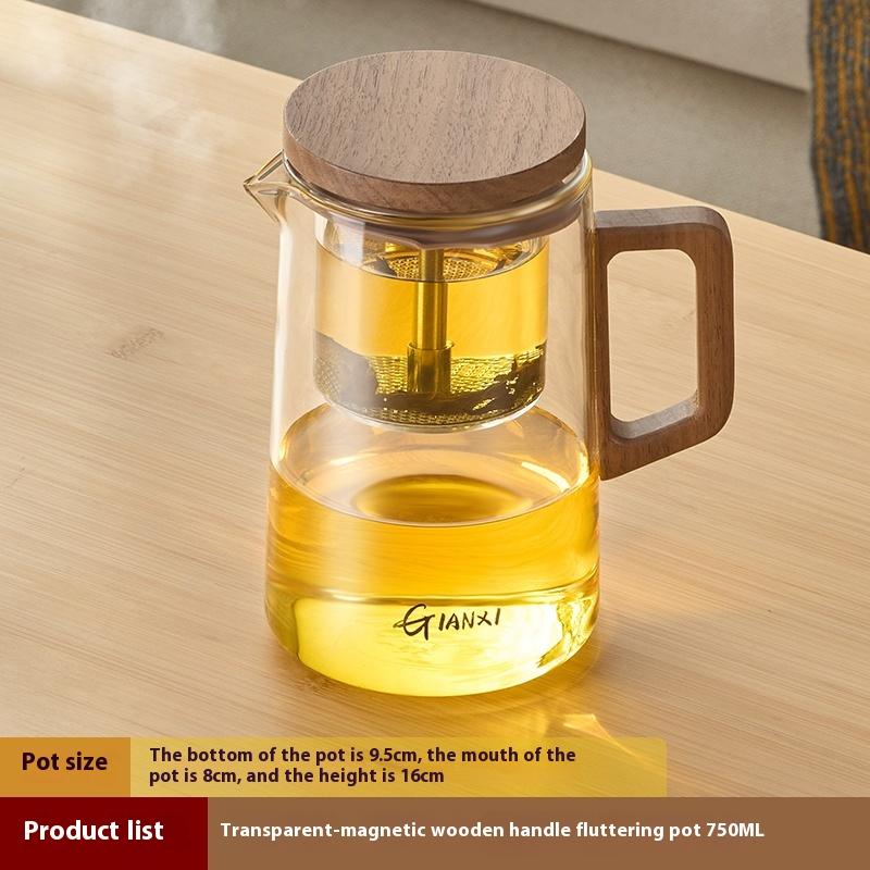 GIANXI 500ML Lid Magnetic Suction Teapot High Temperature Resistant Glass Kettle One Touch Tea Pot Tea Brewing Kettle Tea Set