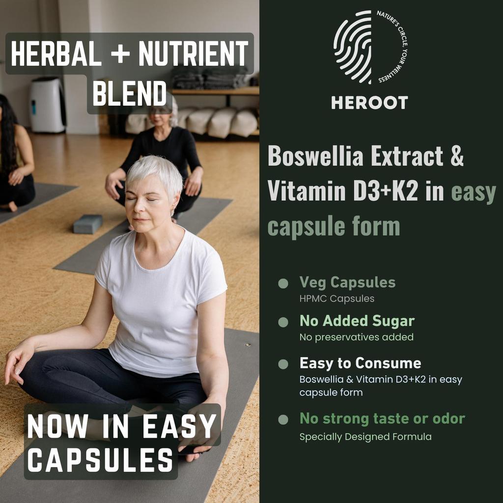 Heroot Gelenkwohlbefinden Kapsel-Kombi | Boswellia-Extrakt & Vitamin D3 + K2