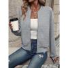 Autumn and Winter Women's Plus Size Solid Colour Zip Jacket Baseball Collar Casual Jacket