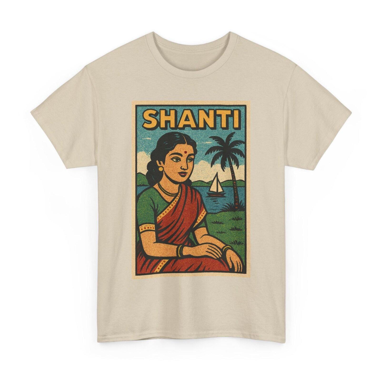 Shanti T-Shirt: Retro Comic Peace & Life Tee, Yoga Gift S