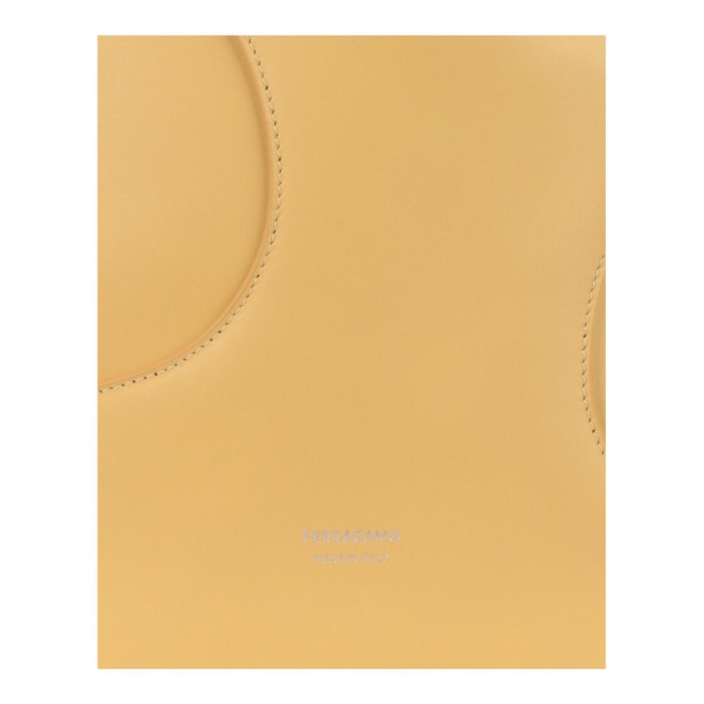 Salvatore Ferragamo Debossed Cut Out Hobo Bag Light Yellow