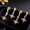 1 Paire Boucles d'Oreilles Femme Double Étoile à Huit Branches Pendentif Strass Incrusté Boucle d'Oreille à Tige Design Boucles d'Oreilles Pendantes Bijoux Cadeau