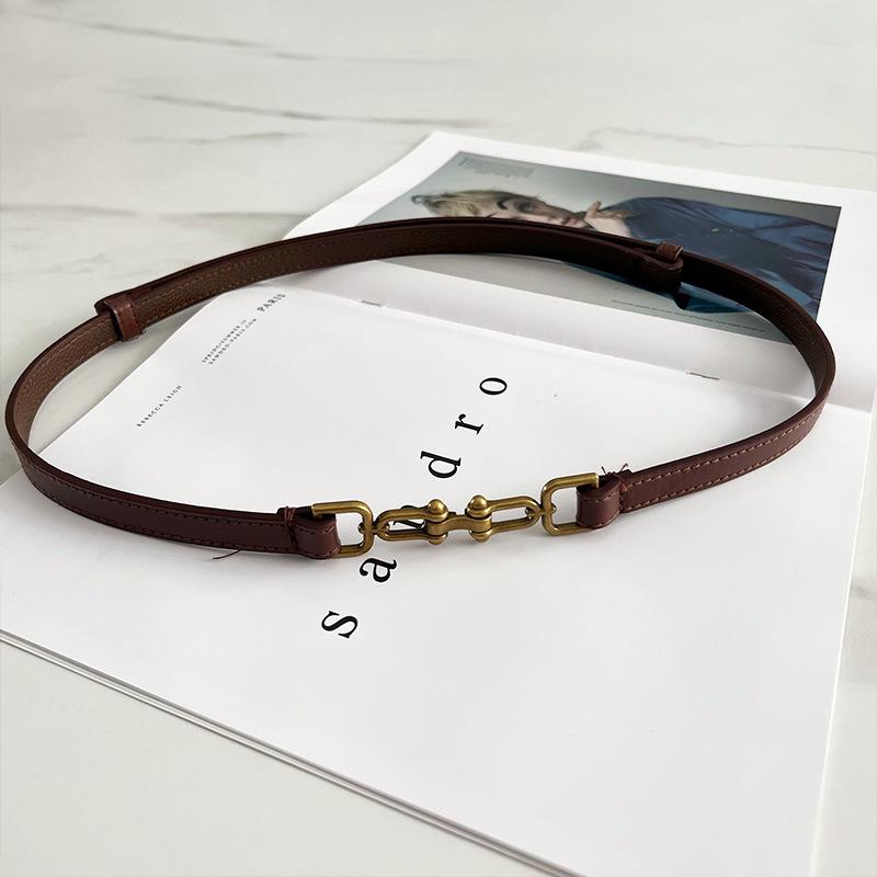 

Smooth Buckle Thin Belt Women S Decorative Dress With Shirt And Waist Small Belt Trendy темно-коричневого кольору