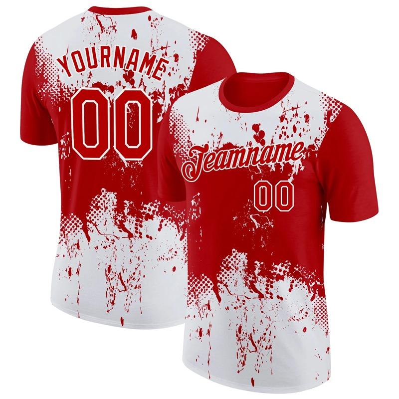 Individuelles Name Nummer 3D Farbblockmuster T-Shirt Neues Design Pop Herren Fußball Kurzarm Oberteile Schnelltrocknend Unisex Individuelle T-Shirts