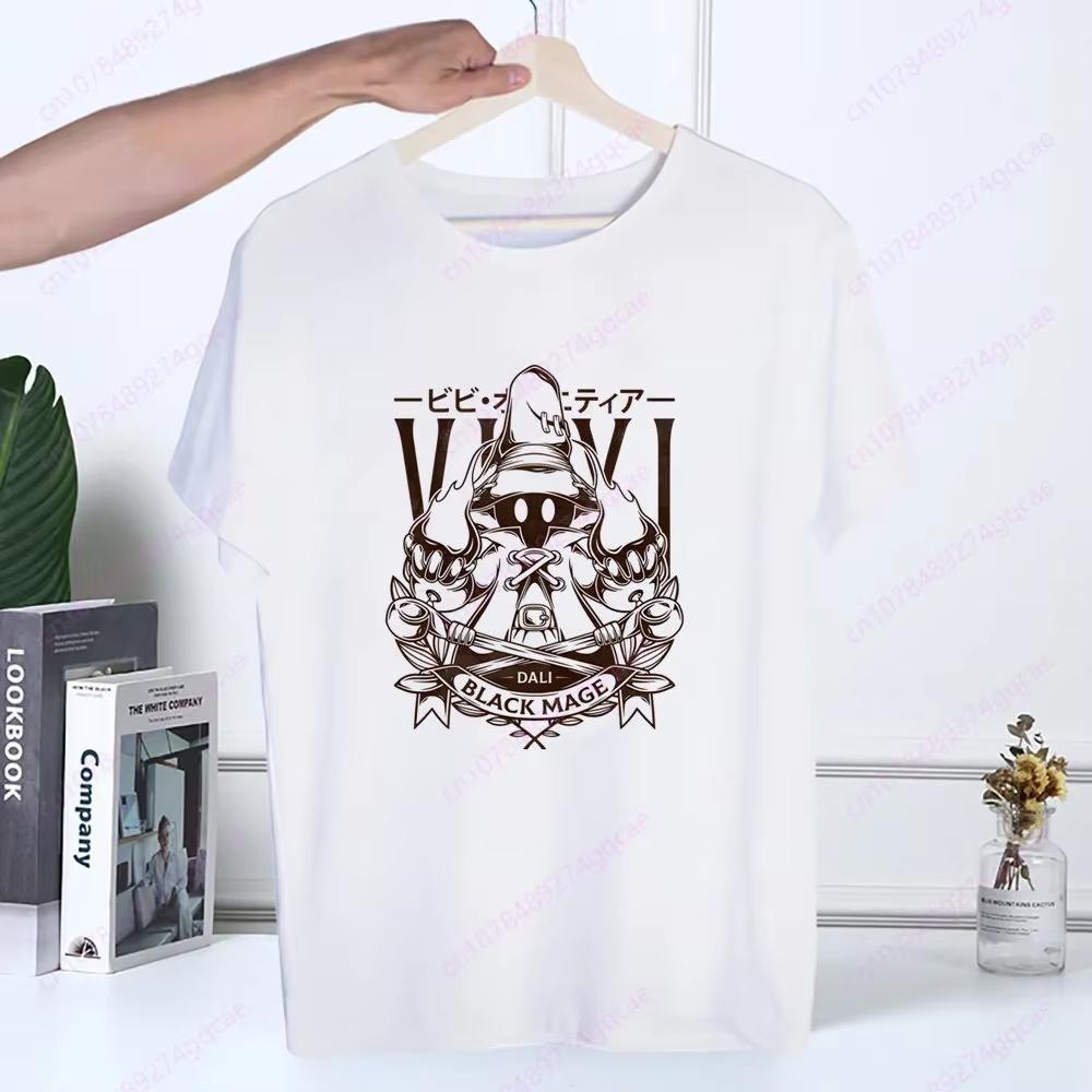 Final Fantasy Anime Shinra Schulmädchen T-Shirt Sommermode Herren T-Shirt Lässig Weiß Lustiger Cartoon-Druck Hip Hop Oberteile T-Shirt