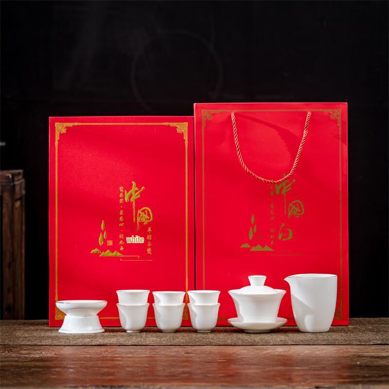 Lanolin Jade White Porcelain Kung Fu Tea Set Wide-mouth Cup