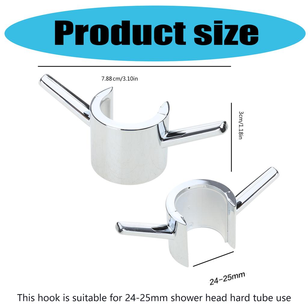 Upgrades 2pcs Shower Rod Hook Set Easy Install Not Drill Required Space Saving Shower Head Holder for Towels & Loofahs