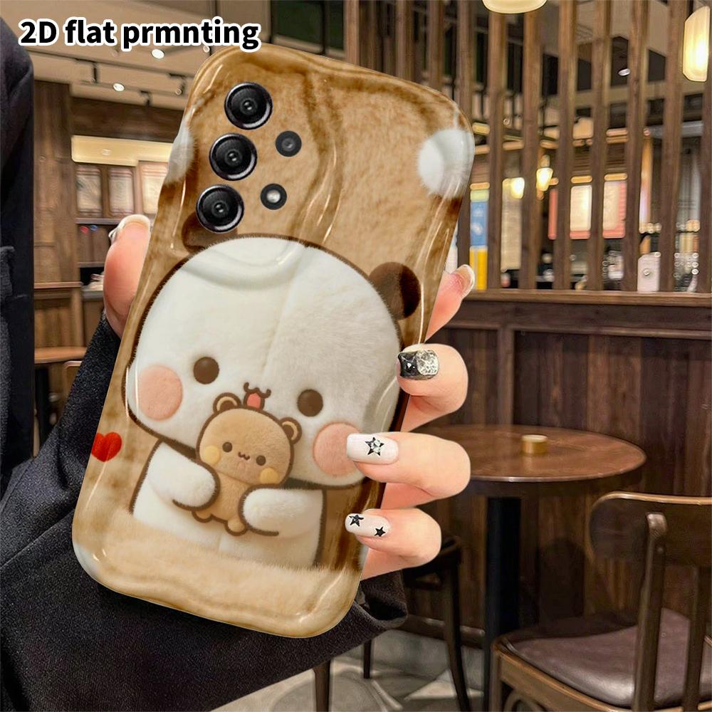 Phone Case: 2D Flat Samsung Galaxy A34 A35 S20 S22 S21 FE Plus Ultra Protective Case, Holding a Teddy Bear, Christmas and Halloween Gift