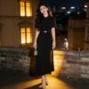 Wholesale customization New women's doll collar waist thin dress French waist simple long dress