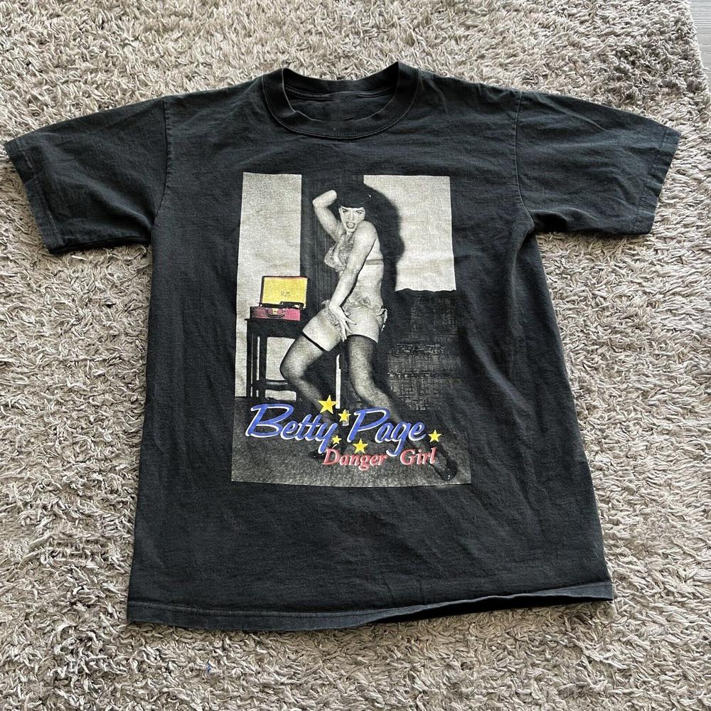 Bettie Page Black Danger Girl T-Shirt Cotton For Men Women AL048 Unisex T-Shirt XXL