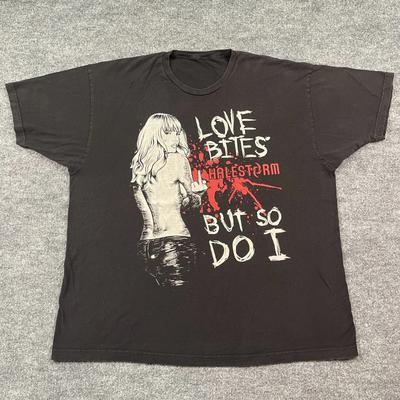 Halestorm Rock Band Shirt 2XL 25x29 Love Bites But So Do I Middle Finger