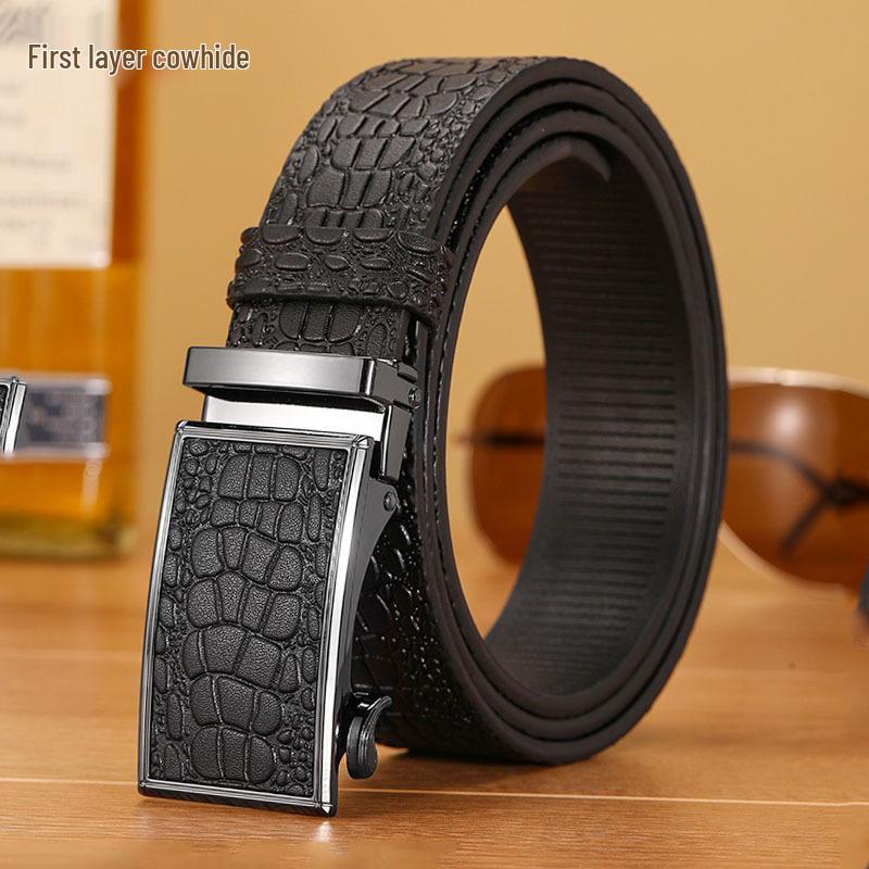 Men's Premium Crocodile Pattern Leather Automatic Belt
