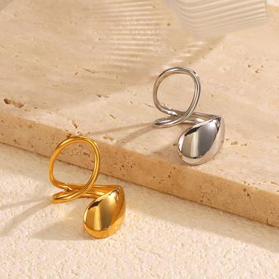 Edelstahl Klobige Glatte Ringe für Damen Geometrie Kreativ Hohl Wassertropfen Form Ringe Schmuck Geschenke