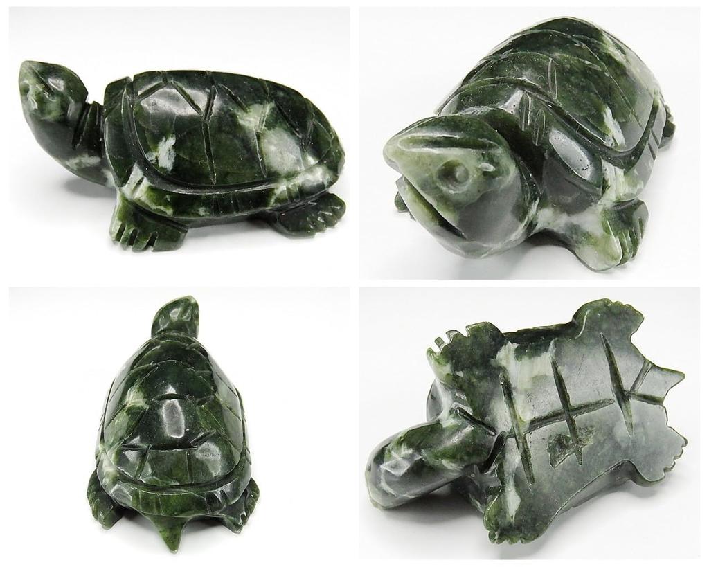 Natural Serpentine Lucky Office Dark [Sekimachi] Traveler's Amulet, Turtle, Hand-Carved, Charm, Ornament,