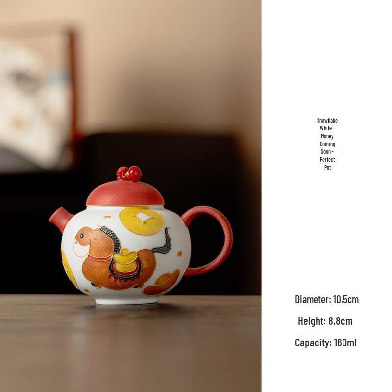 ChuyiQi Hand-painted Ceramic Auspicious Mascot Teapot