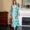 Ethnic Style Saudi Muslim Women's Robe - Cross-Border Print with Beads and Hot Drills