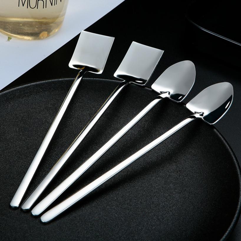 1 Pcs Retro Creative Spade Spoon 304 Stainless Steel Long Handle Coffee Stirring Spoon Net Red Dessert Watermelon Spoon