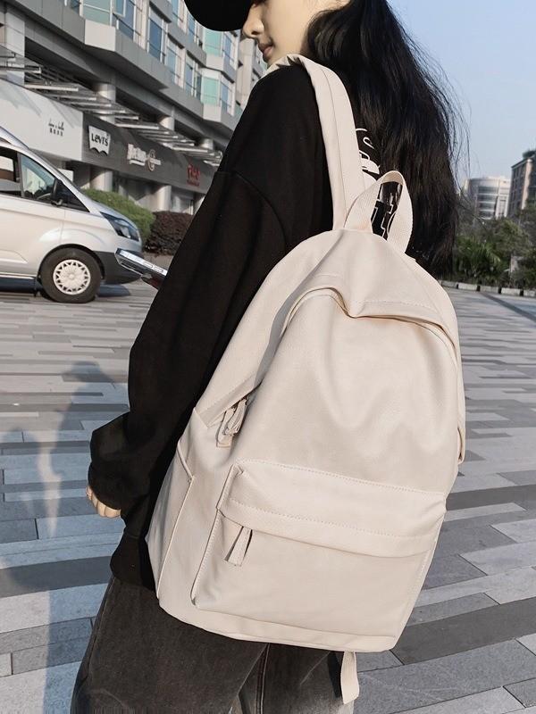 Casual Pu Leather Backpack For Students With Design For School And Travel