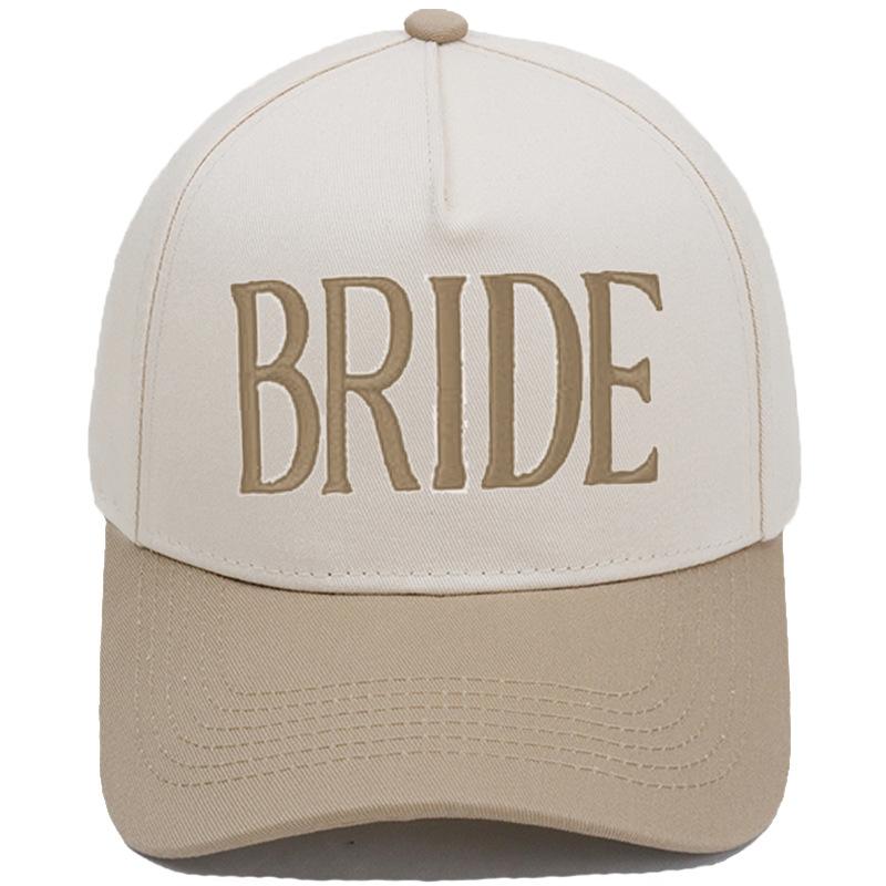 GROOM BRIDE Embroidered Color-Block PVC 5-Panel Trucker Hat European/American Men's/Women's Couple Wedding Party