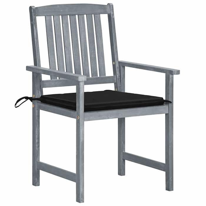 Exclusive House - Garden Chairs and Cushions Set of 6 Solid Acacia Wood Grey