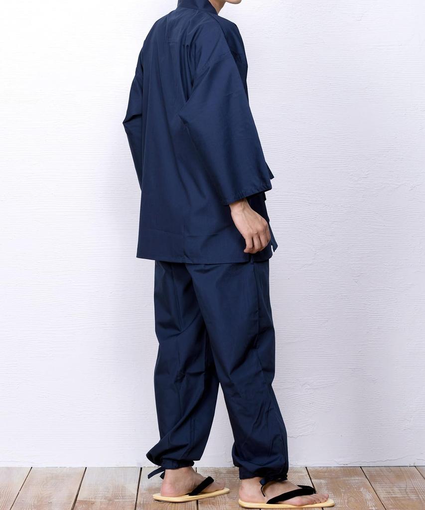 Samue for Large for Cold All Year Samue [KYOETSU] Men, Summer, Winter, Size, Men, Round, (M, Navy)
