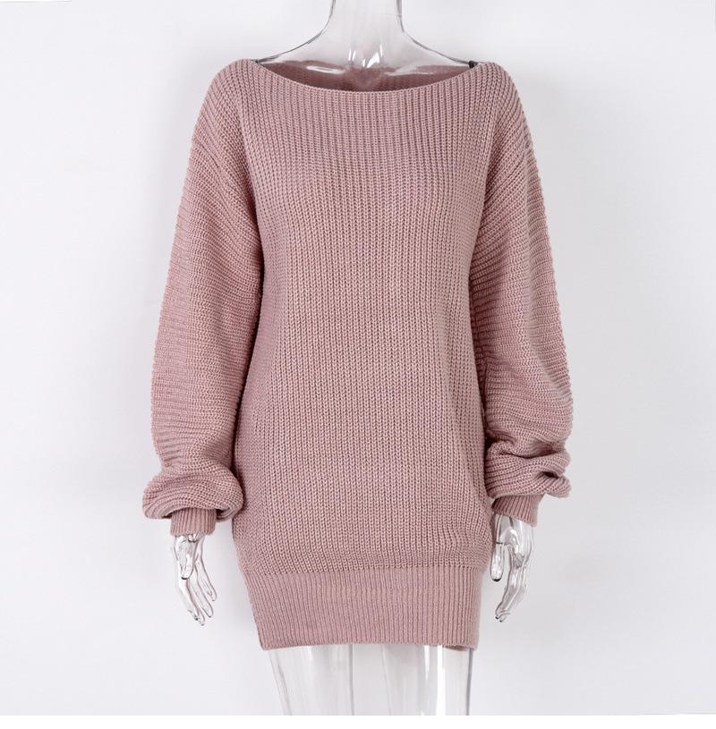 Women's Knit Off-Shoulder Lantern Sleeve Sweater Dress - Autumn/Winter 2025 Collection