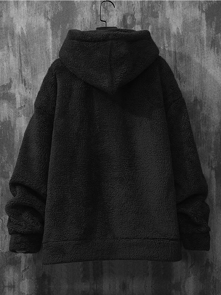 Autumn & Winter Slim Long-sleeved Coral Velvet Personality Wind Casual Men's Hooded Sweater Moisture Wicking Comfortable Skin-friendly Breathable Tops