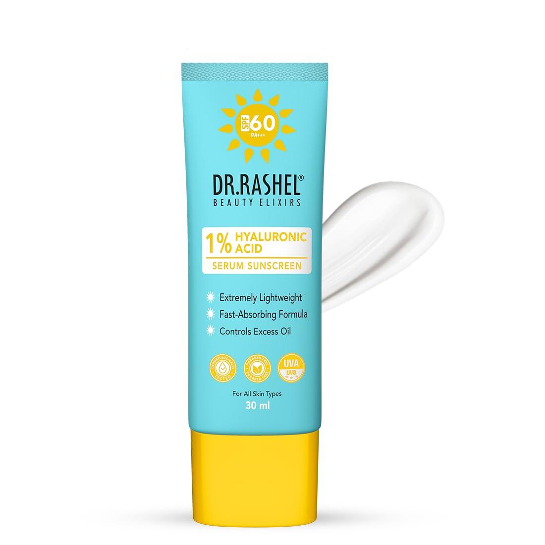 DR.RASHEL Солнцезащитный крем-сыворотка с гиалуроновой кислотой, SPF 60, Легкая формула, 30 мл