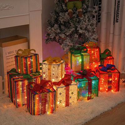 Weihnachtslicht Geschenkbox Ornamente Set Festliche Stimmung Leuchtende Lichter Festliche Feiertags Tischplatte Kaminsims Partydeko für Innen Außen