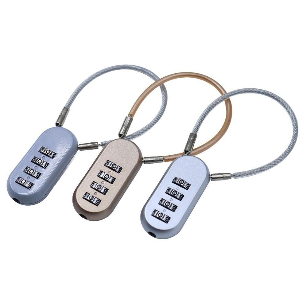 Portable Zinc Alloy 4 Digit Password Lock Anti-theft Padlock Backpack Zipper Lock Wire Rope Security Coded Lock for Home&Travel