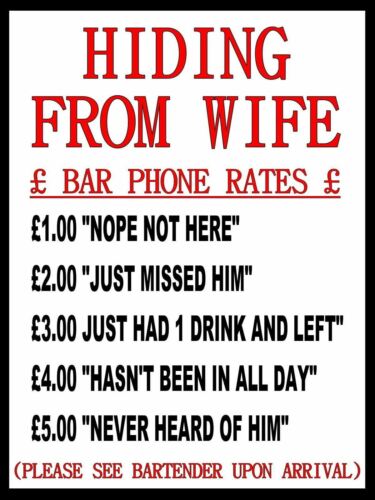 Hiding from wife Humorous pub Retro Metal PlaqueSign Pub Bar Man CaveAluminum 20x30cm(7.8x11.8inch)